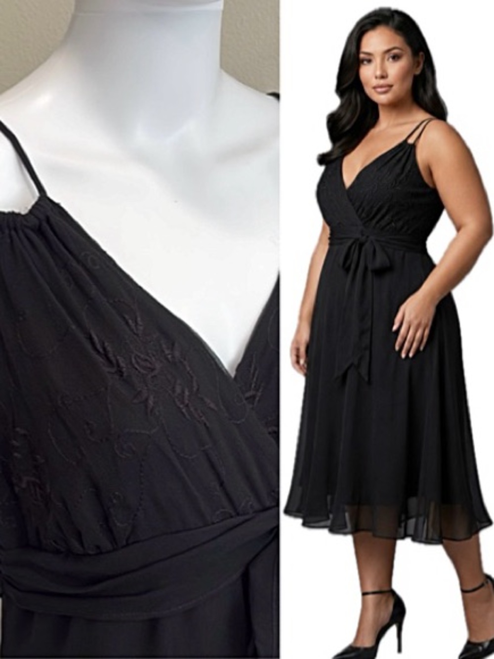 Jonathan Martin Black Silk Slipdress Size 10 Embroidered Midi Dress Whimsigoth